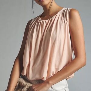 Anthropologie Shimmer Light Pink Bubble Hem Sleeveless Top
